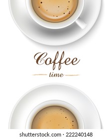 Coffee cup on white background, top view. Eps10 vector