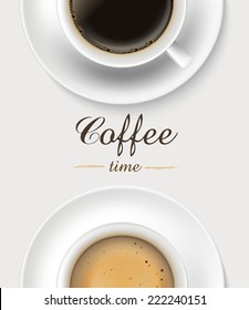 Coffee cup on white background, top view. Eps10 vector