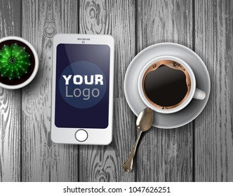 Coffee cup on a wooden table