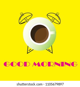 Coffee cup on yellow background .
