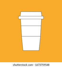 Kaffeetasse auf gelbem Hintergrund. Vektorillustration. Lebensmittelkonzept