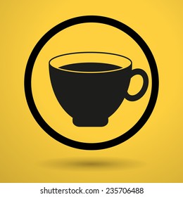 coffee cup on yellow background icon