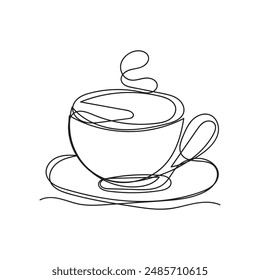 coffee cup one line art design, coffee cup continuous line art design 