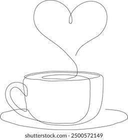 Taza de café una línea de arte