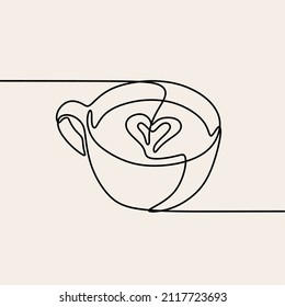 coffee cup oneline continuous single editable line art