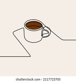 coffee cup oneline continuous single editable line art