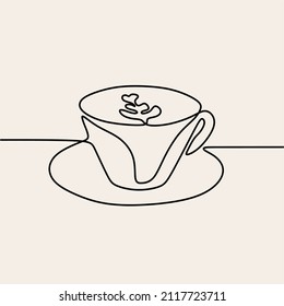 coffee cup oneline continuous single editable line art