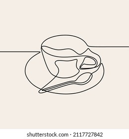 coffee cup oneline continuous single editable line art
