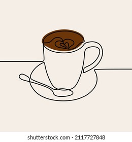 coffee cup oneline continuous single editable line art