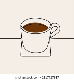 coffee cup oneline continuous single editable line art