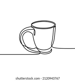 coffee cup with coffee online continuous single line art