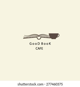 Coffee cup with open book logo vector.