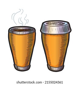 Coffee cup open and closed vector illustration isolated on white background