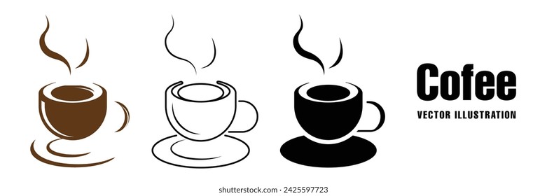 Coffee cup outline, filled vector icon, tea cup vector illustration symbol.