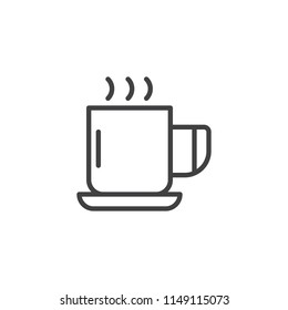 Coffee cup outline icon. linear style sign for mobile concept and web design. Hot drink mug simple line vector icon. Symbol, logo illustration. Pixel perfect vector graphics