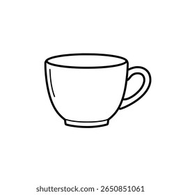 Coffee cup outline icon. Simple mug for hot drink like tea or espresso.