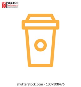 Umriss-Vektorgrafik des Kaffeetassen-Kaffeetassen. Konzept des Lebensmittelsymbols Eps10 Vektorgrafik.