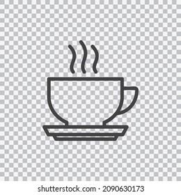 Coffee cup outline icon. Vector isolated on transparent background.
