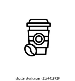 Coffee Cup With Outline Icon Vector