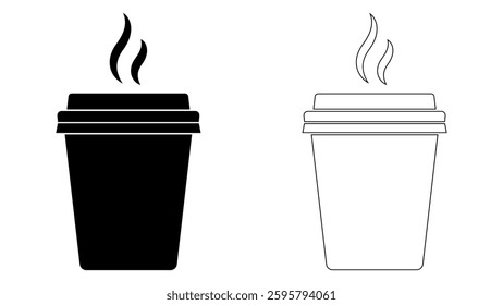 coffee cup outline and silhouette vector design with white background