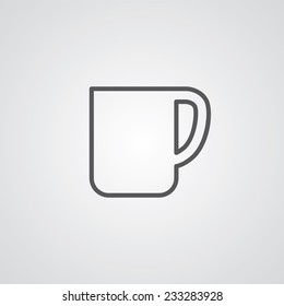 coffee cup outline thin symbol, dark on white background, logo editable, creative template 