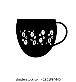Coffee cup outline vector icon. Beans sign. Energetic drink. Flat simple line design illustration.