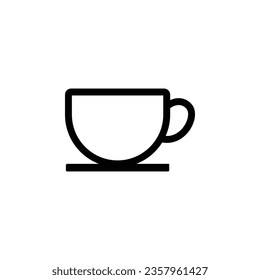 Coffee cup outline vector icon, tea cup outline symbol