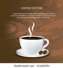 coffee cup over wood texture background. vector illustration