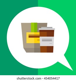 Coffee cup and paper bag icon