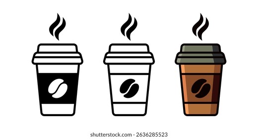 coffee cup paper icon collection isolated illustration