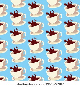 Coffee cup pattern. Cartoon illustration of  vector for web printing paper 