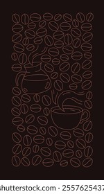 Coffee cup pattern design element. Editable outline stroke. Vector line.
