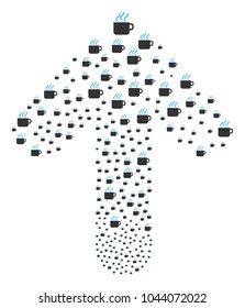 Coffee Cup pattern designed in the shape of forward movement arrow. Up target arrow figure organized from coffee cup design elements.