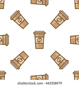 Coffee cup pattern. Doodle set . Vector illustration,  
