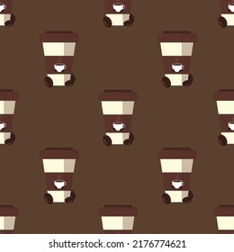 Coffee cup pattern seamless with brown background eps flie.eps