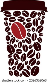 coffee cup patterned with coffee beans, can be used as your logo, can also be used as wall decoration as wallpaper, screen printing clothes, a simple and easy-to-use design