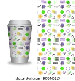 Coffee Cup With Patterns Templat. Vector Illustration. 