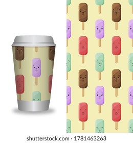 Coffee Cup With Patterns Template. Vector Illustration. 