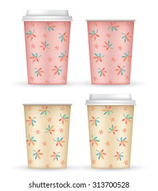 Coffee Cup With Patterns Template : Vector Illustration