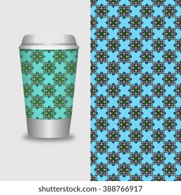 Coffee Cup With Patterns Template : Vector Illustration