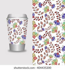Coffee Cup With Patterns Template : Vector Illustration