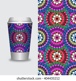 Coffee Cup With Patterns Template : Vector Illustration