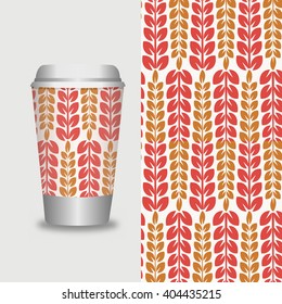 Coffee Cup With Patterns Template : Vector Illustration