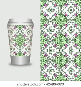 Coffee Cup With Patterns Template : Vector Illustration