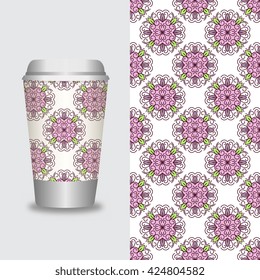 Coffee Cup With Patterns Template : Vector Illustration