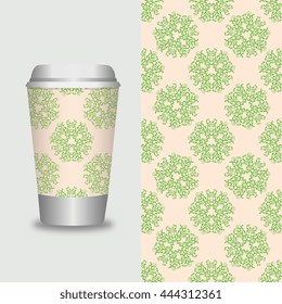 Coffee Cup With Patterns Template : Vector Illustration
