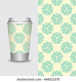 Coffee Cup With Patterns Template : Vector Illustration