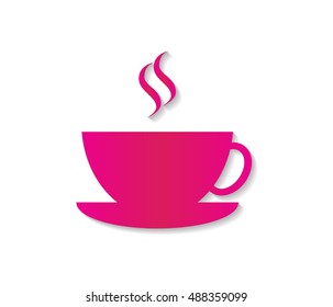 Coffee cup pink color flat design vector