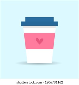 coffee cup with pink heart