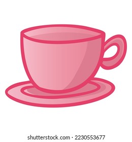 Coffee Cup Pink Icon Flat Design Love Concept Idea Vector Illustration